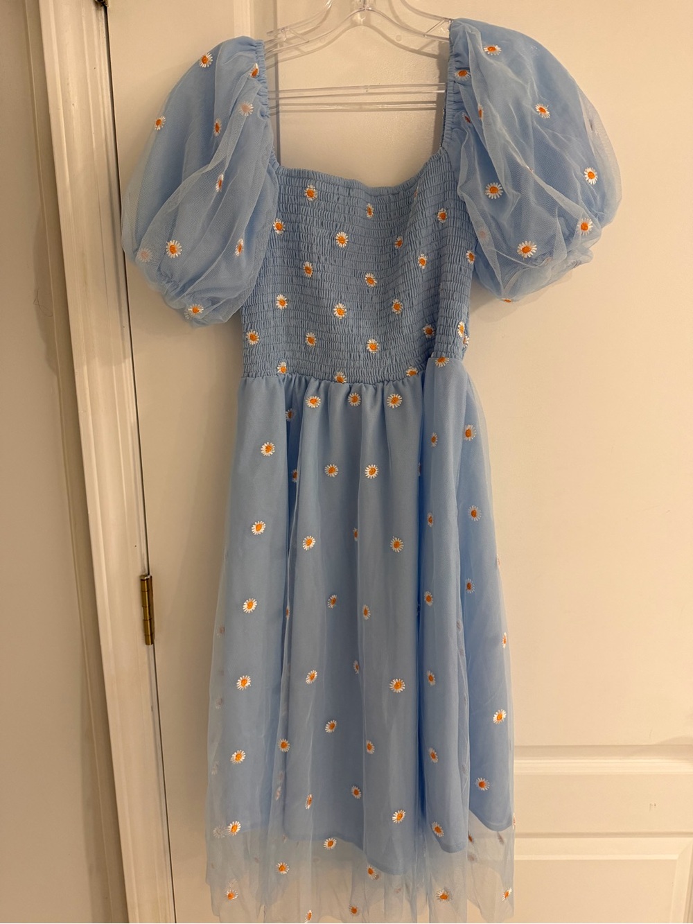 Knee Length Blue Flower Dress